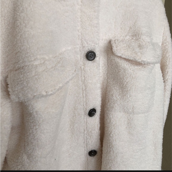 Banana Republic Ivory Sherpa Trucker Jacket US M - Picture 7 of 11